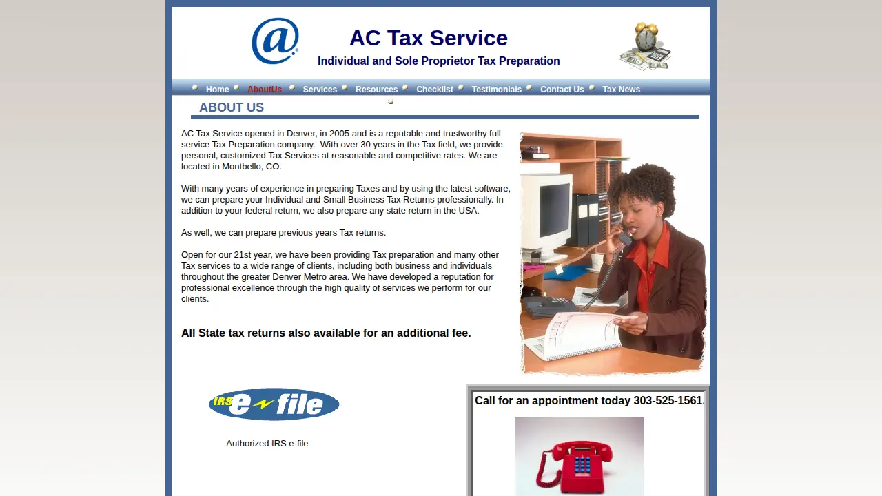 AC Tax Services page