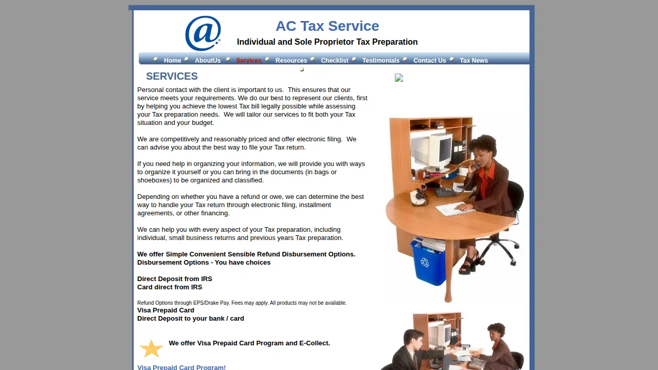AC Tax Services page