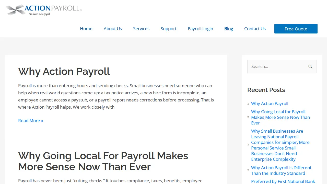 Action Payroll Services page