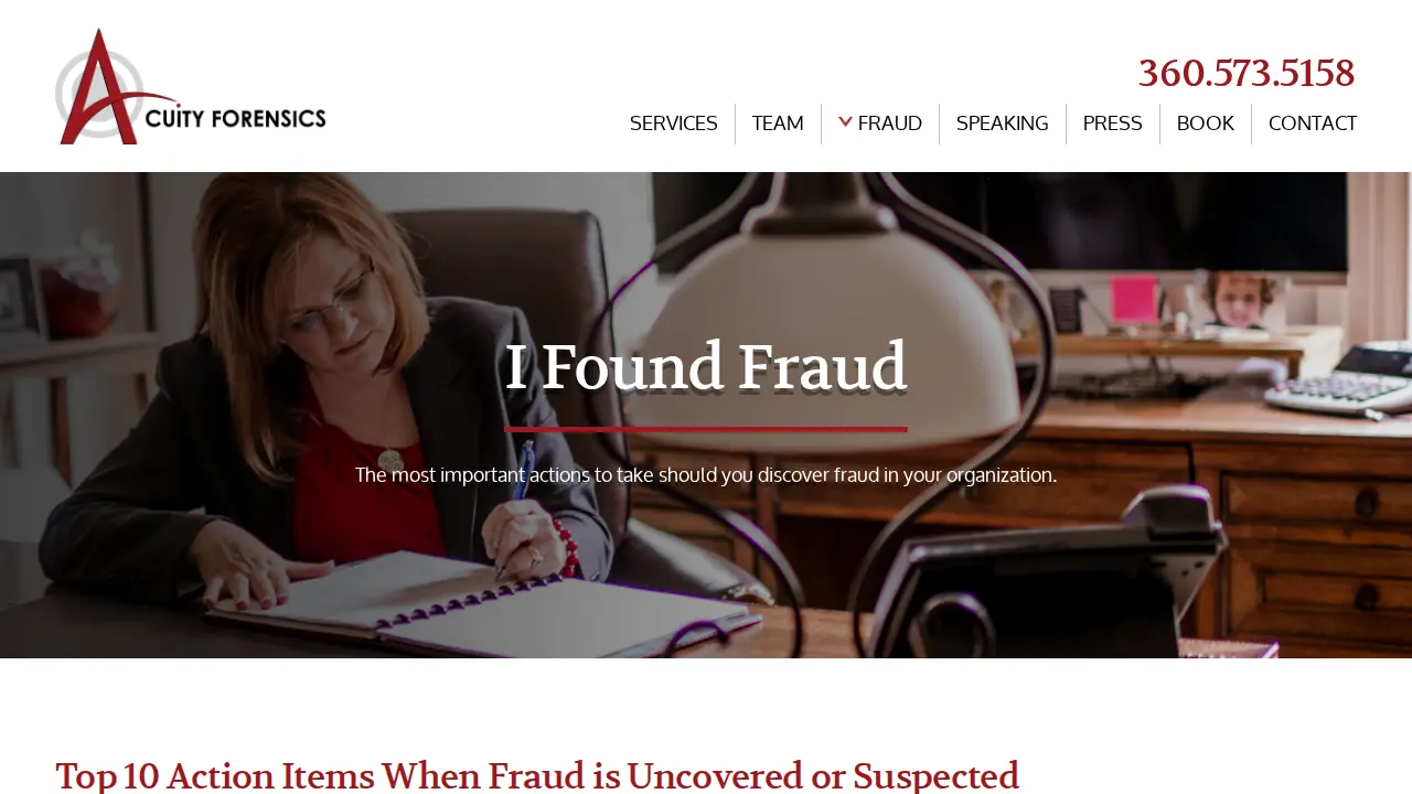 Acuity Forensics page