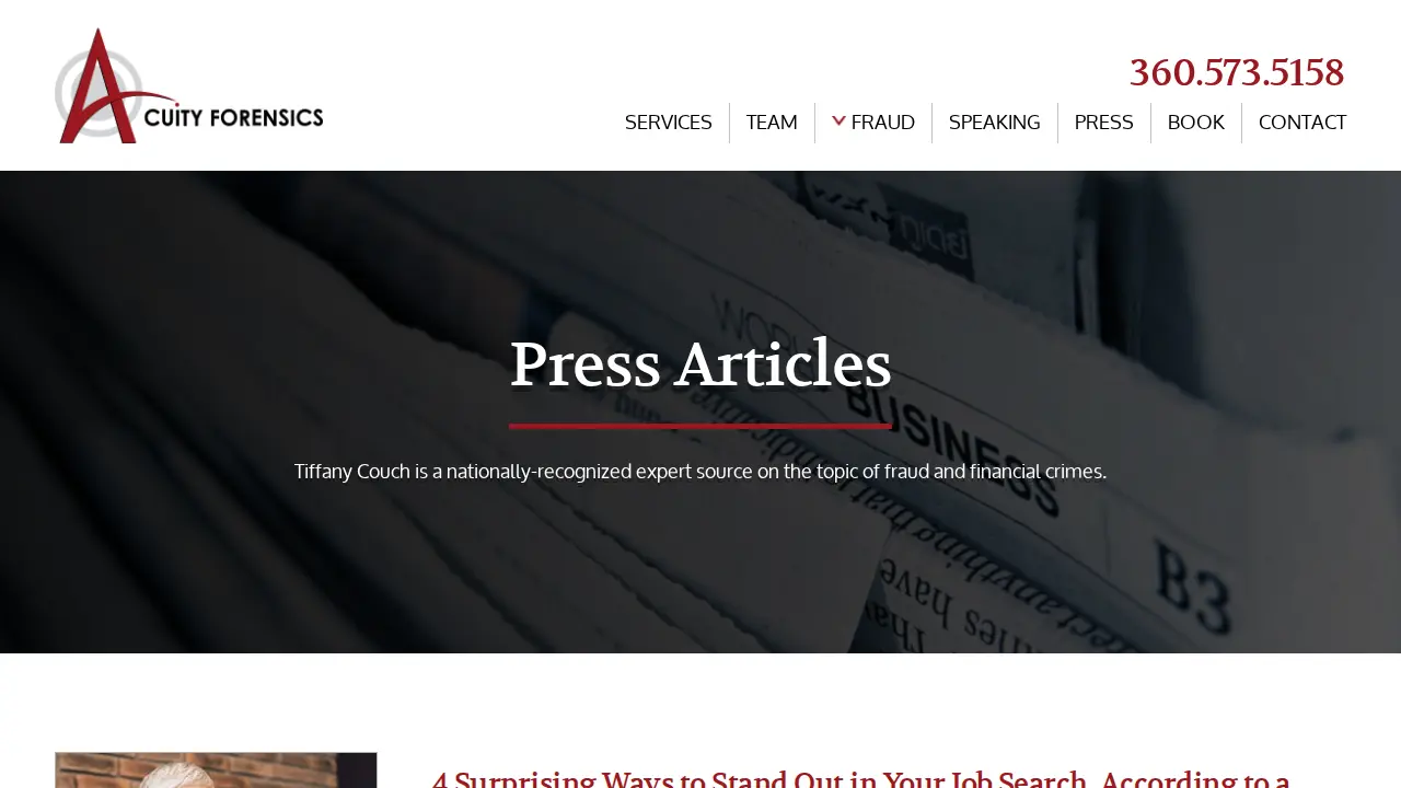 Acuity Forensics page