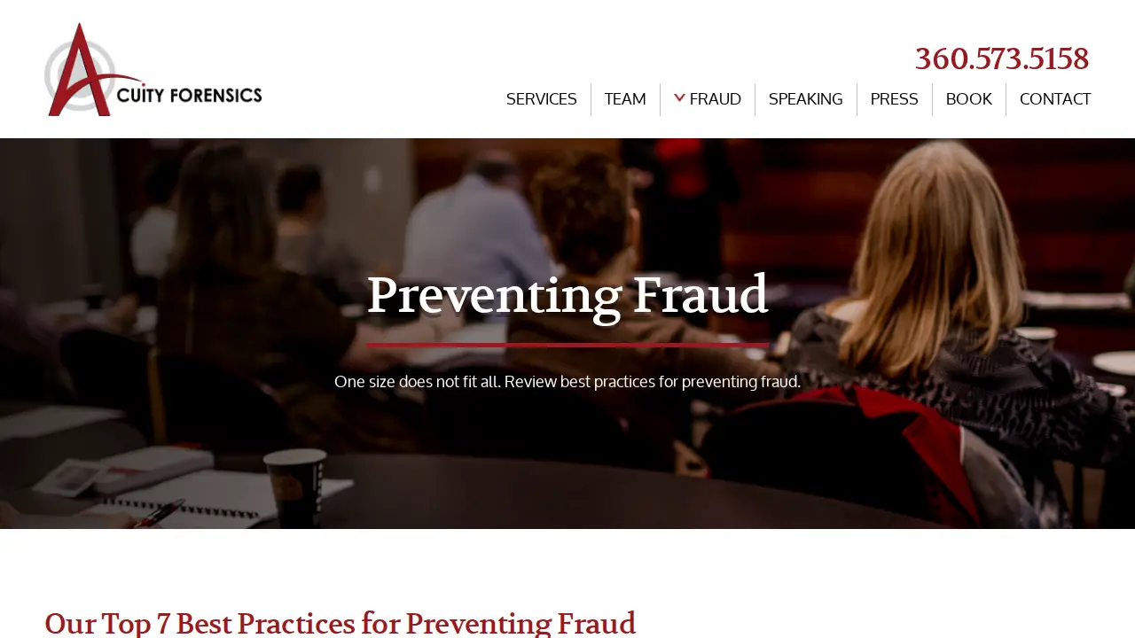 Acuity Forensics page