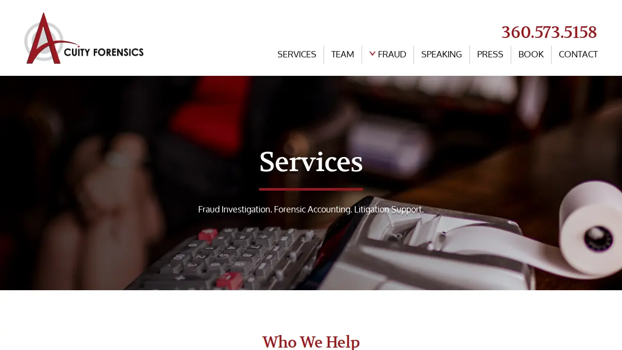 Acuity Forensics page