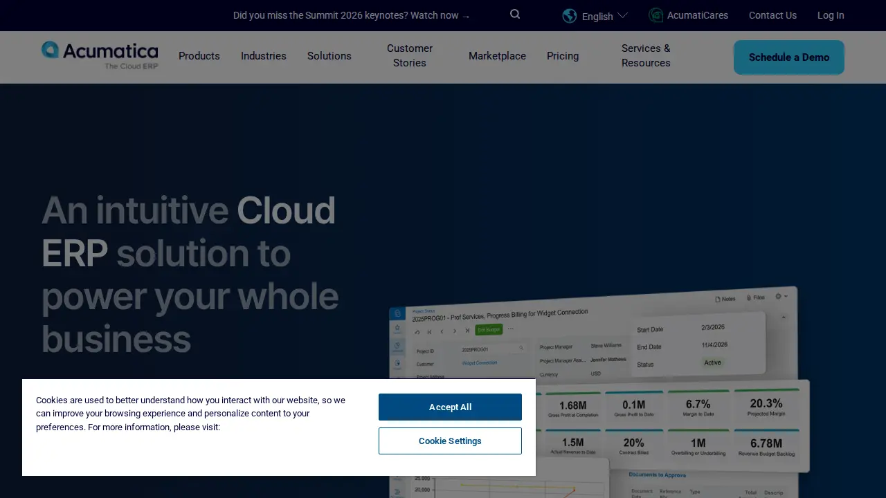 Acumatica - The Cloud ERP, Westerville OH website