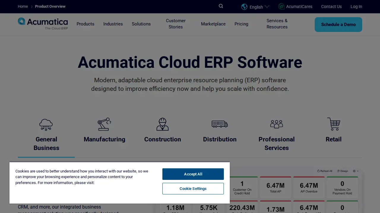 Acumatica - The Cloud ERP, Westerville OH page