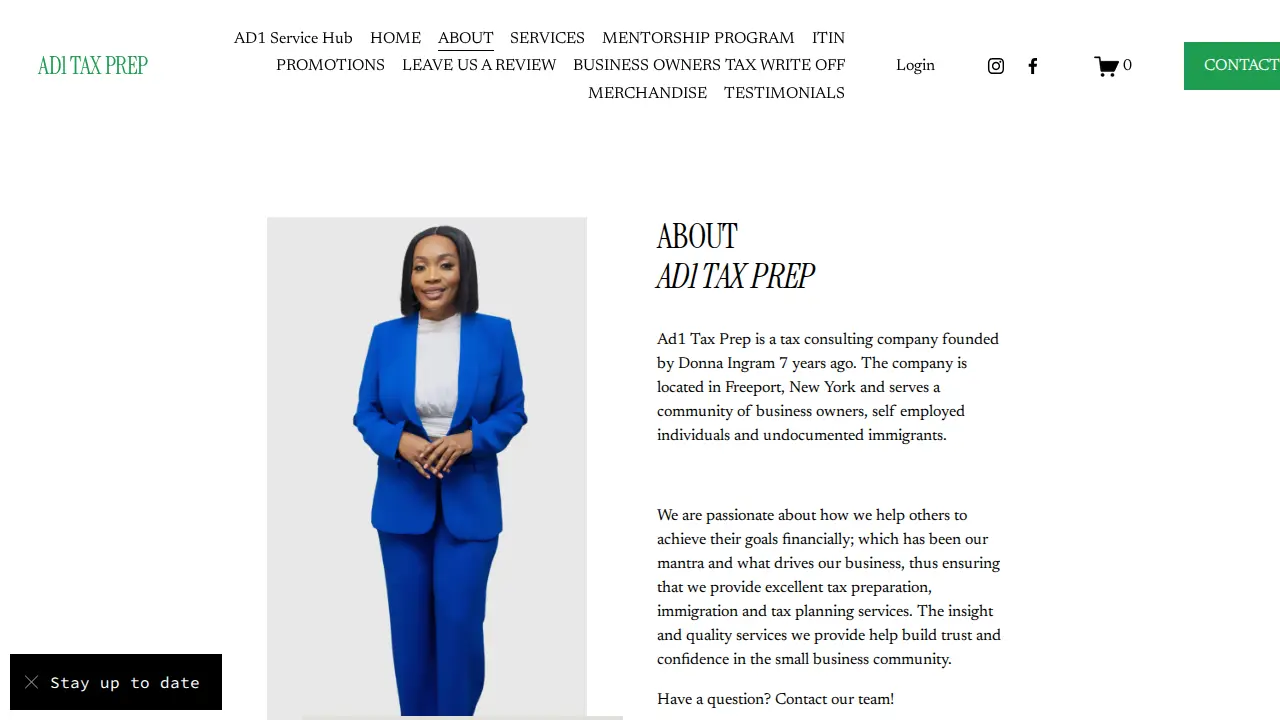 AD1 Tax Prep page