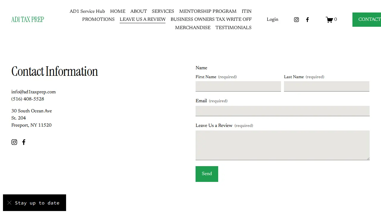 AD1 Tax Prep page
