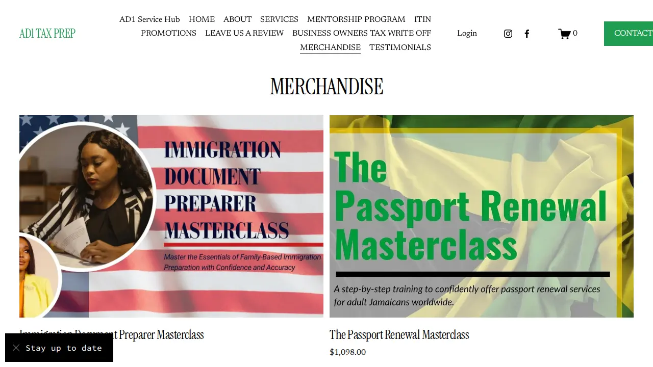 AD1 Tax Prep page