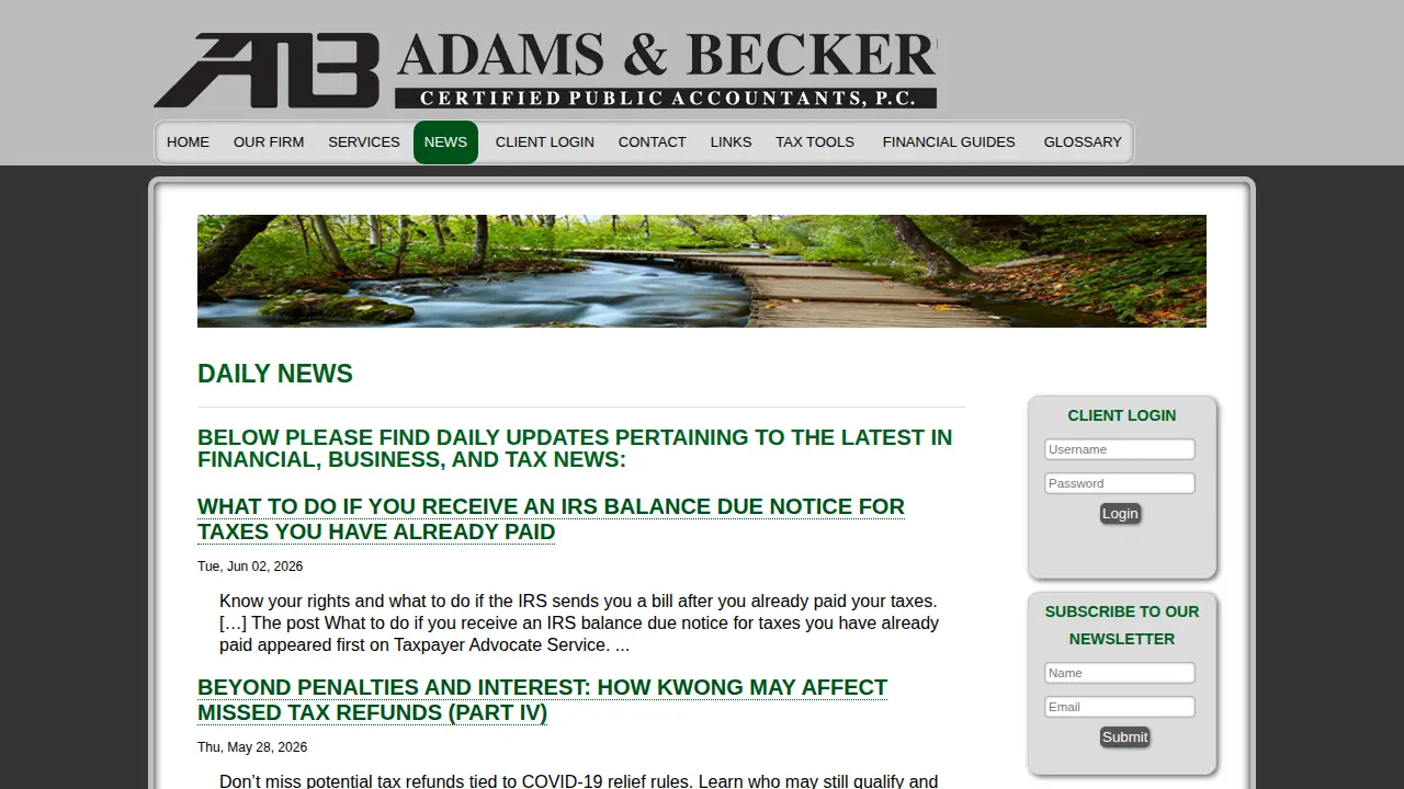 Adams & Becker page