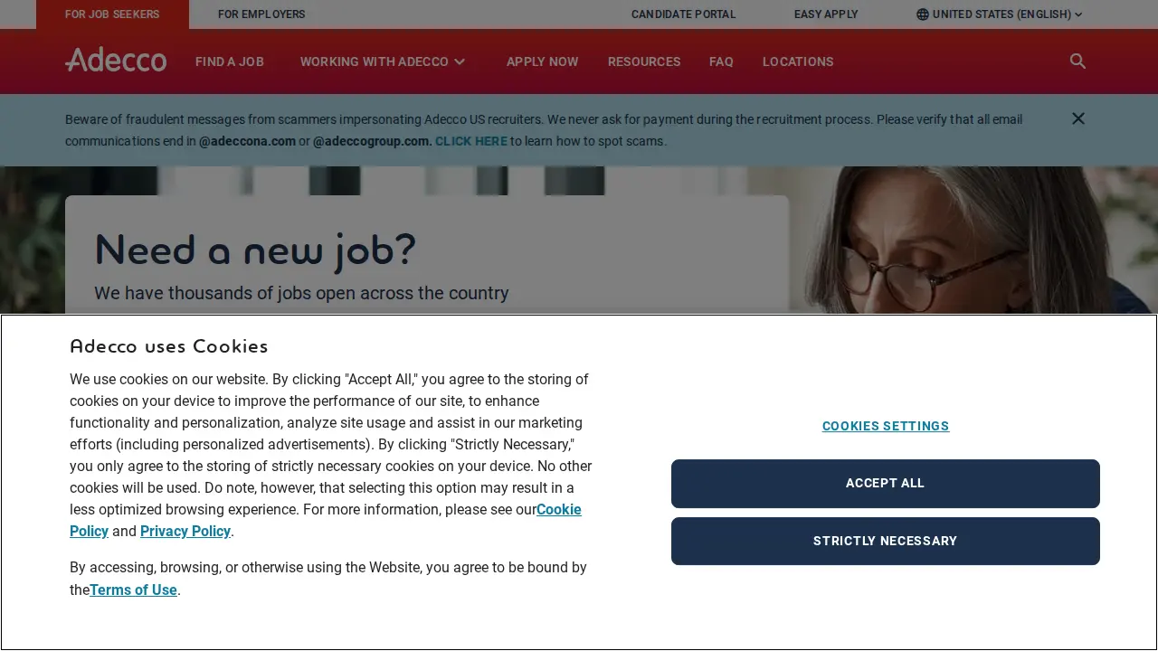 Adecco Staffing page