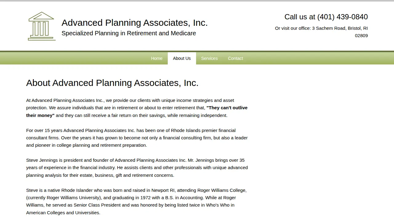 Advanced Planning Associates page