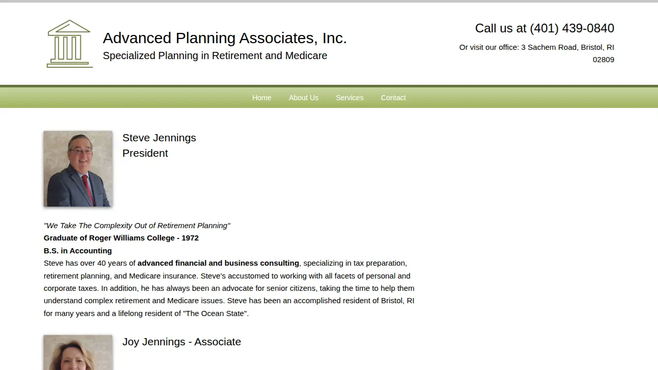 Advanced Planning Associates page