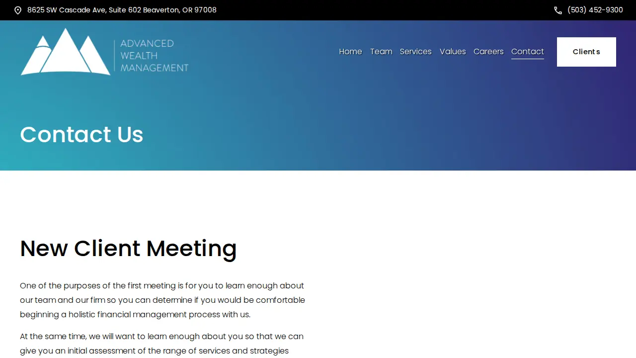 Advanced Wealth Management page