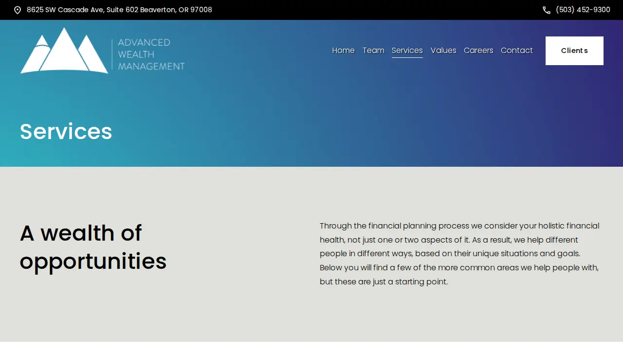 Advanced Wealth Management page