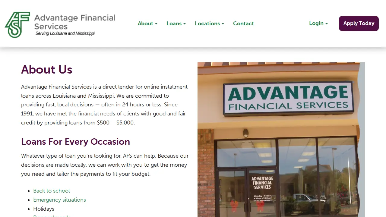 Advantage Financial Service Inc page