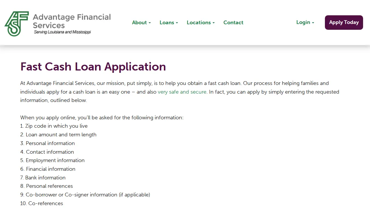 Advantage Financial Service Inc page