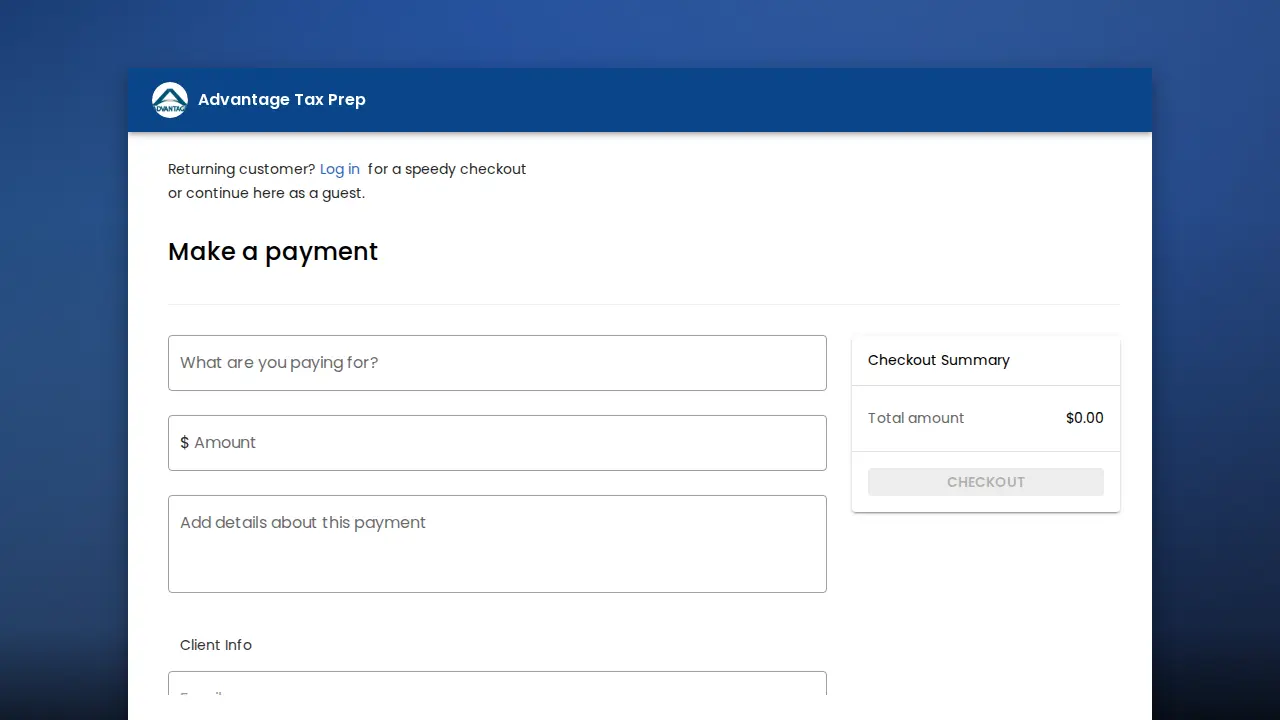Advantage Tax Prep page