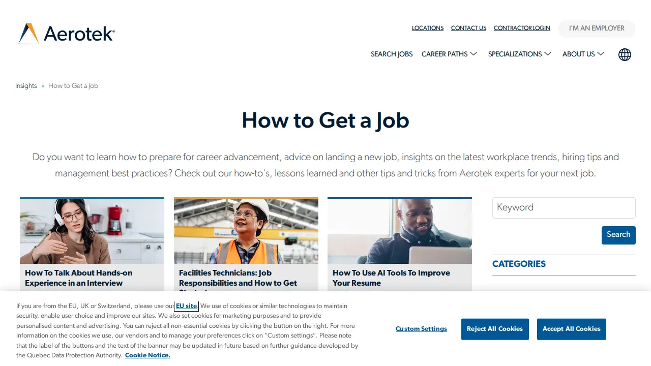 Aerotek page