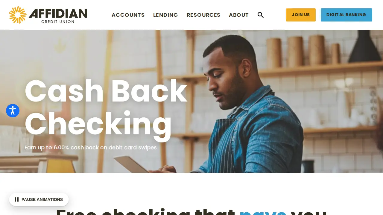 Affidian Credit Union page