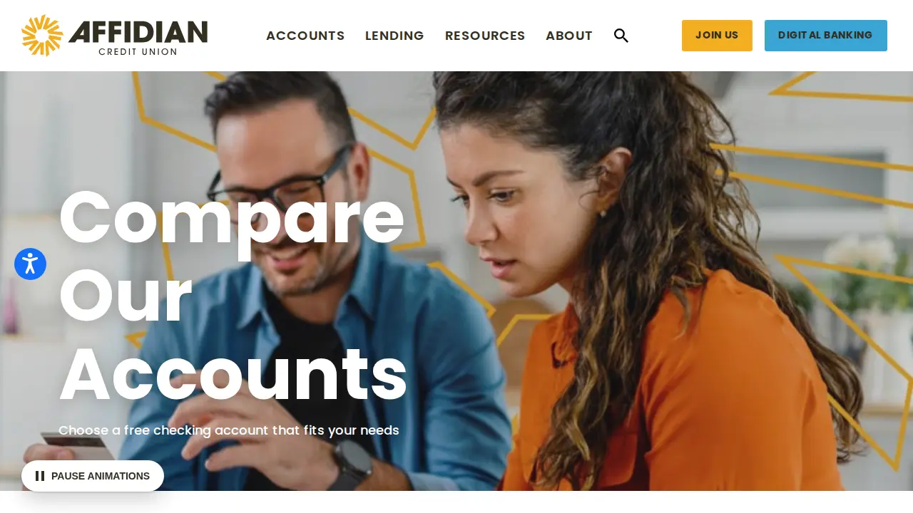 Affidian Credit Union page