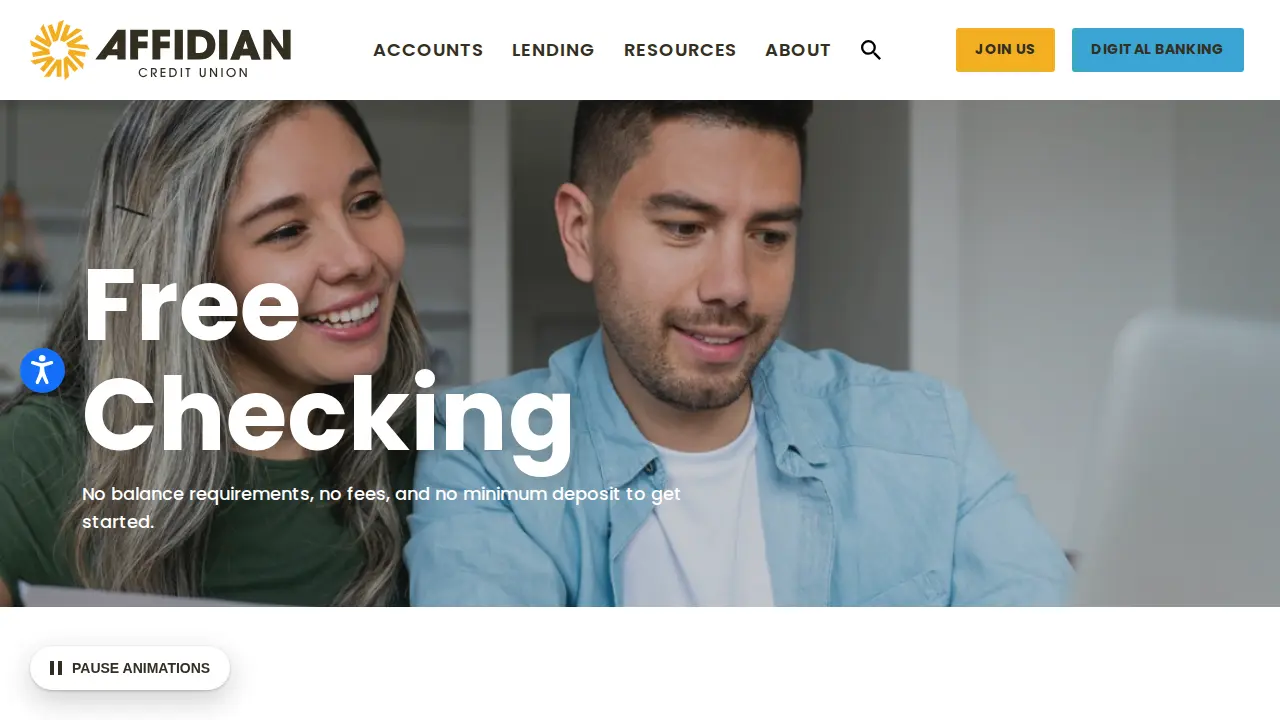 Affidian Credit Union page