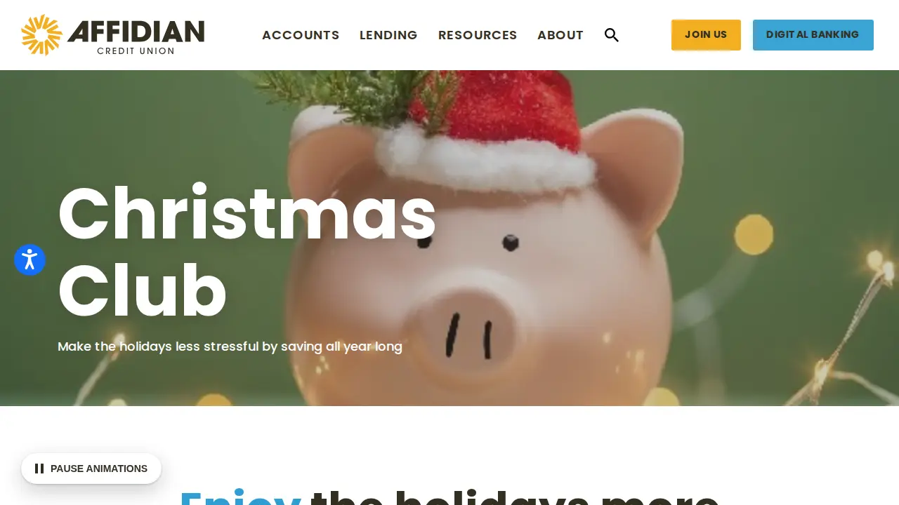 Affidian Credit Union page