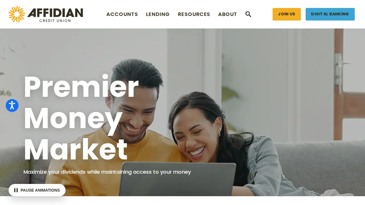 Affidian Credit Union page