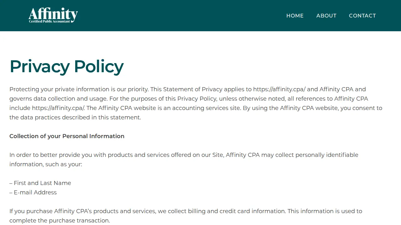 Affinity CPA page