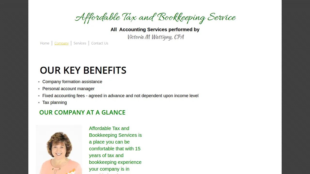 Affordable Tax & Bookkeeping Services page