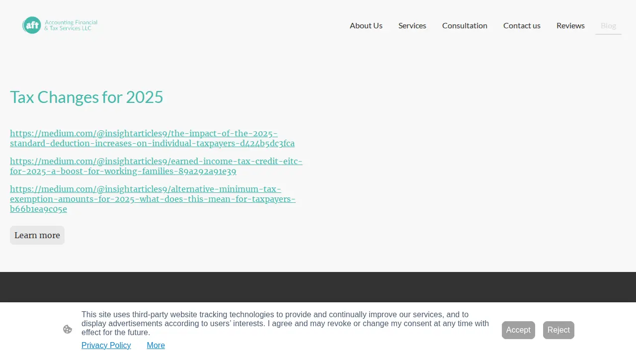 Accounting, Financial & Tax Services page