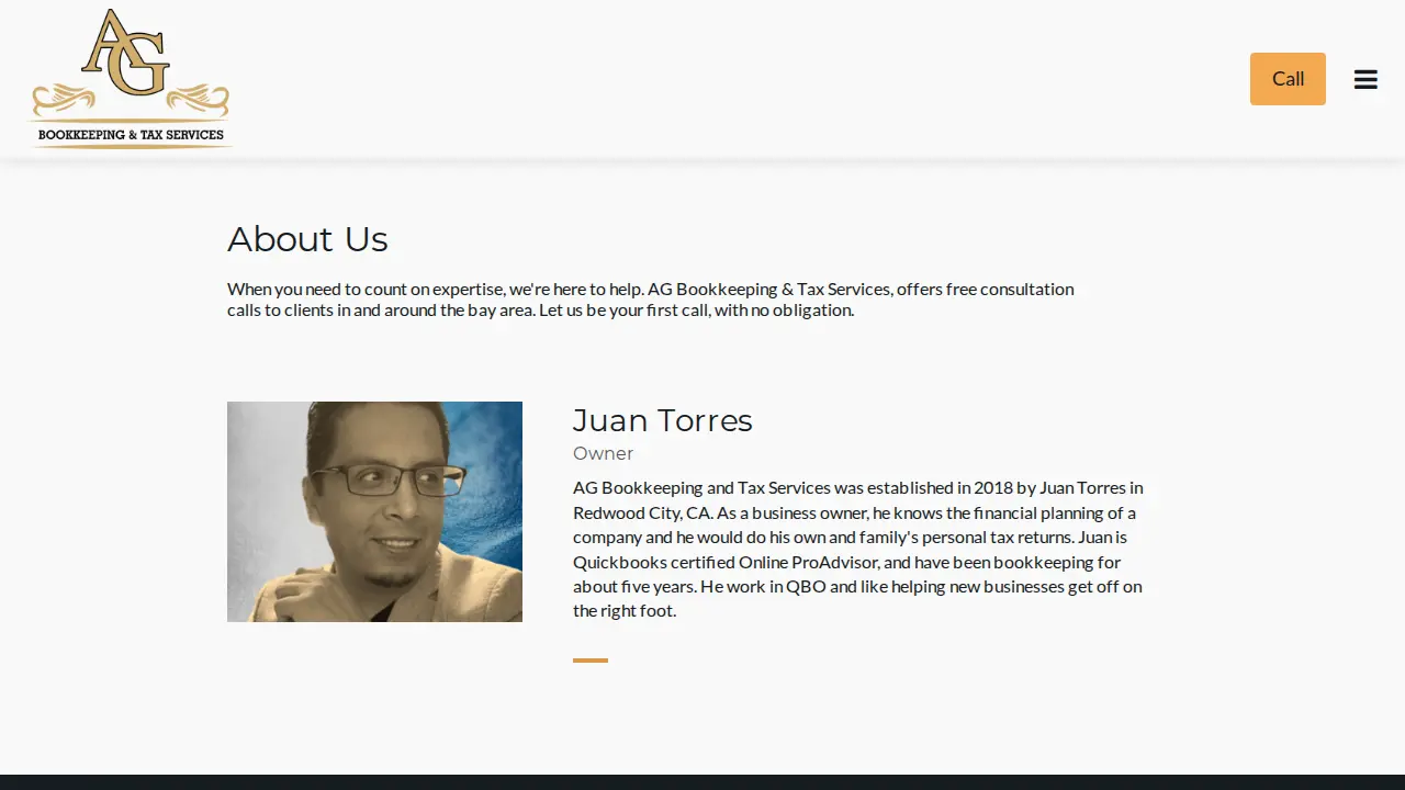 AG Bookkeeping & Tax Services page