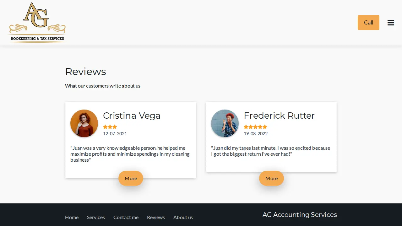 AG Bookkeeping & Tax Services page