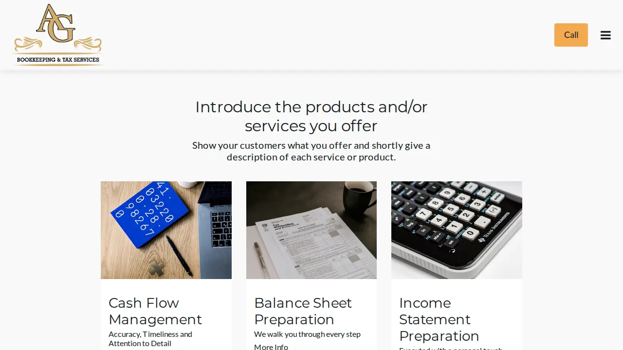 AG Bookkeeping & Tax Services page
