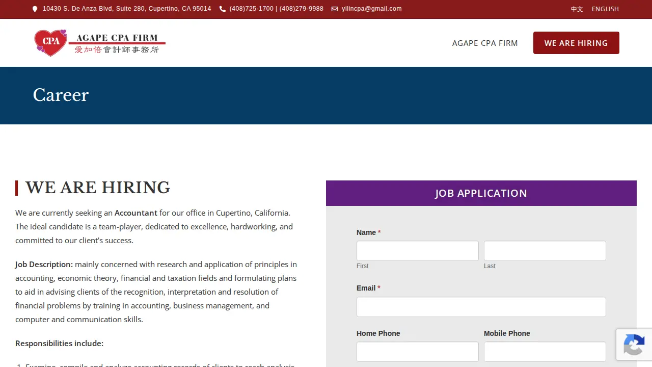 Agape CPA Firm page