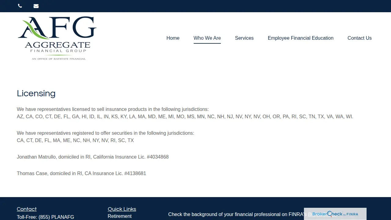 Aggregate Financial Group page