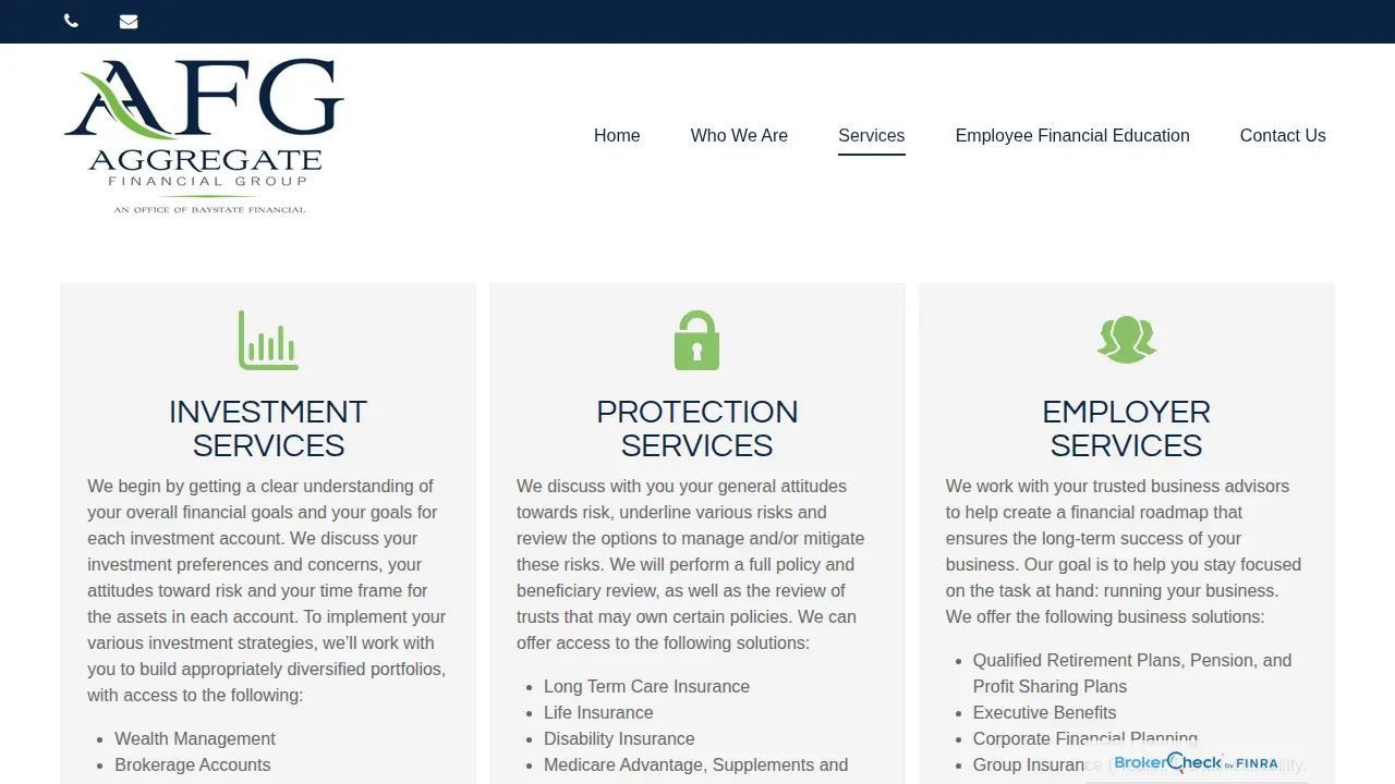 Aggregate Financial Group page