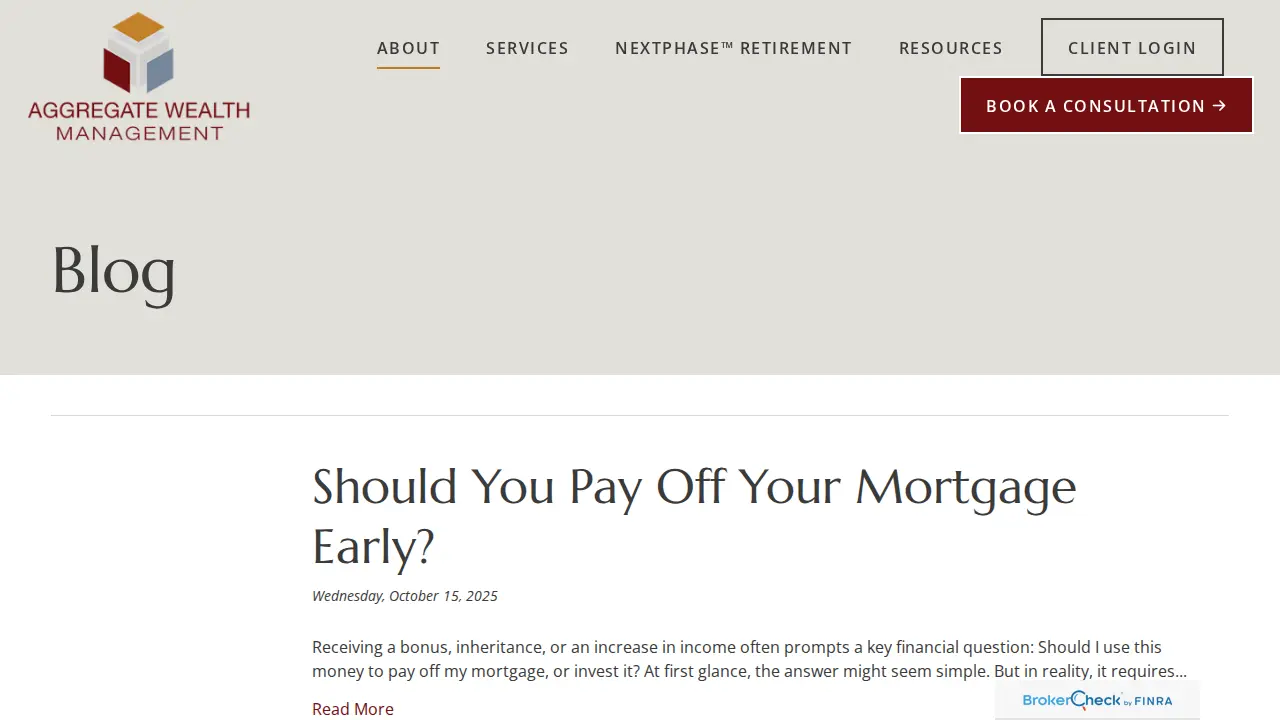 Aggregate Wealth Management page