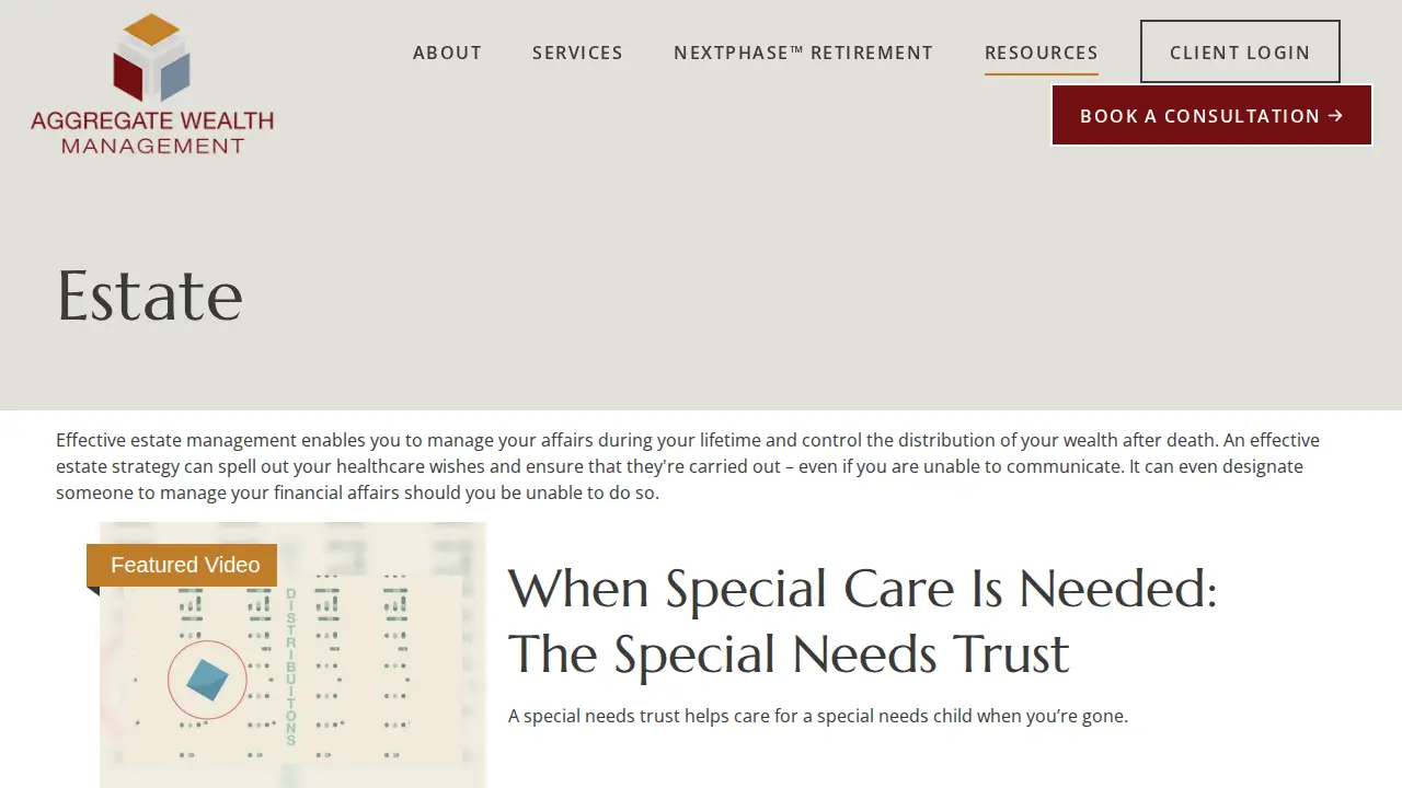 Aggregate Wealth Management page