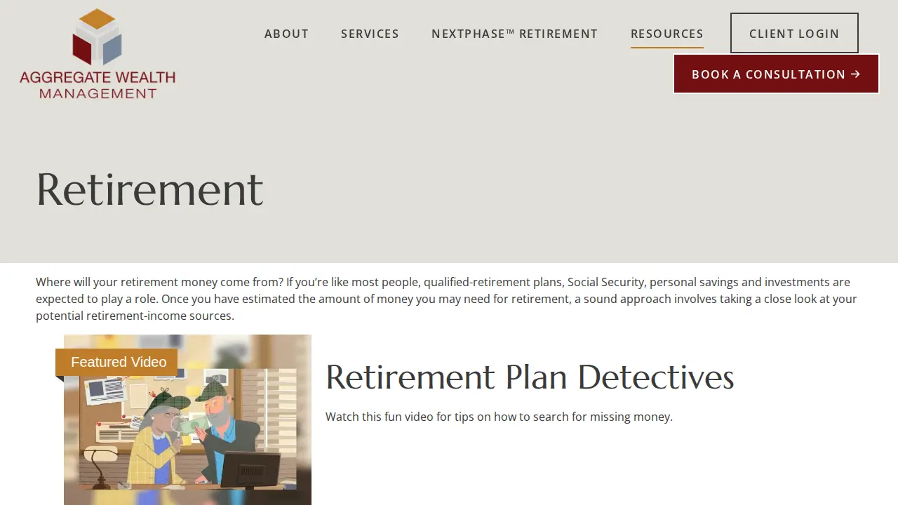 Aggregate Wealth Management page