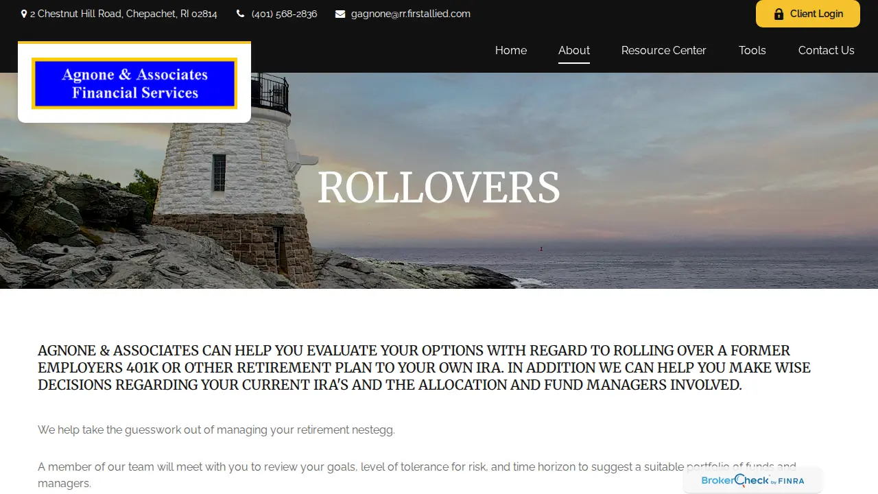 Agnone & Associates Financial Services page
