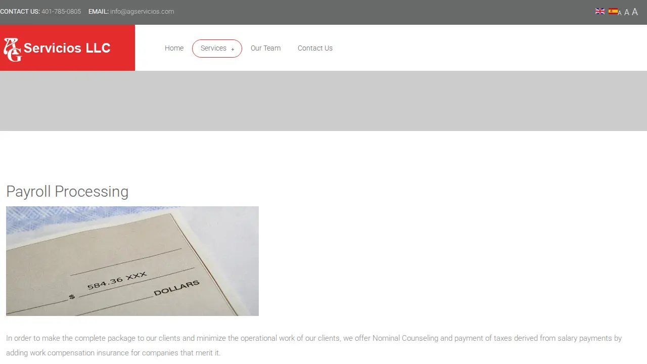 A G Servicios Asociados page