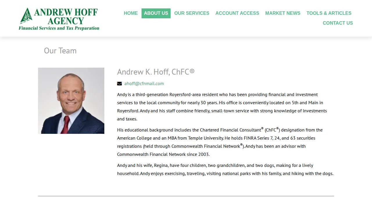 Andrew Hoff Agency page