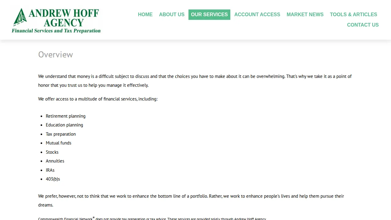 Andrew Hoff Agency page