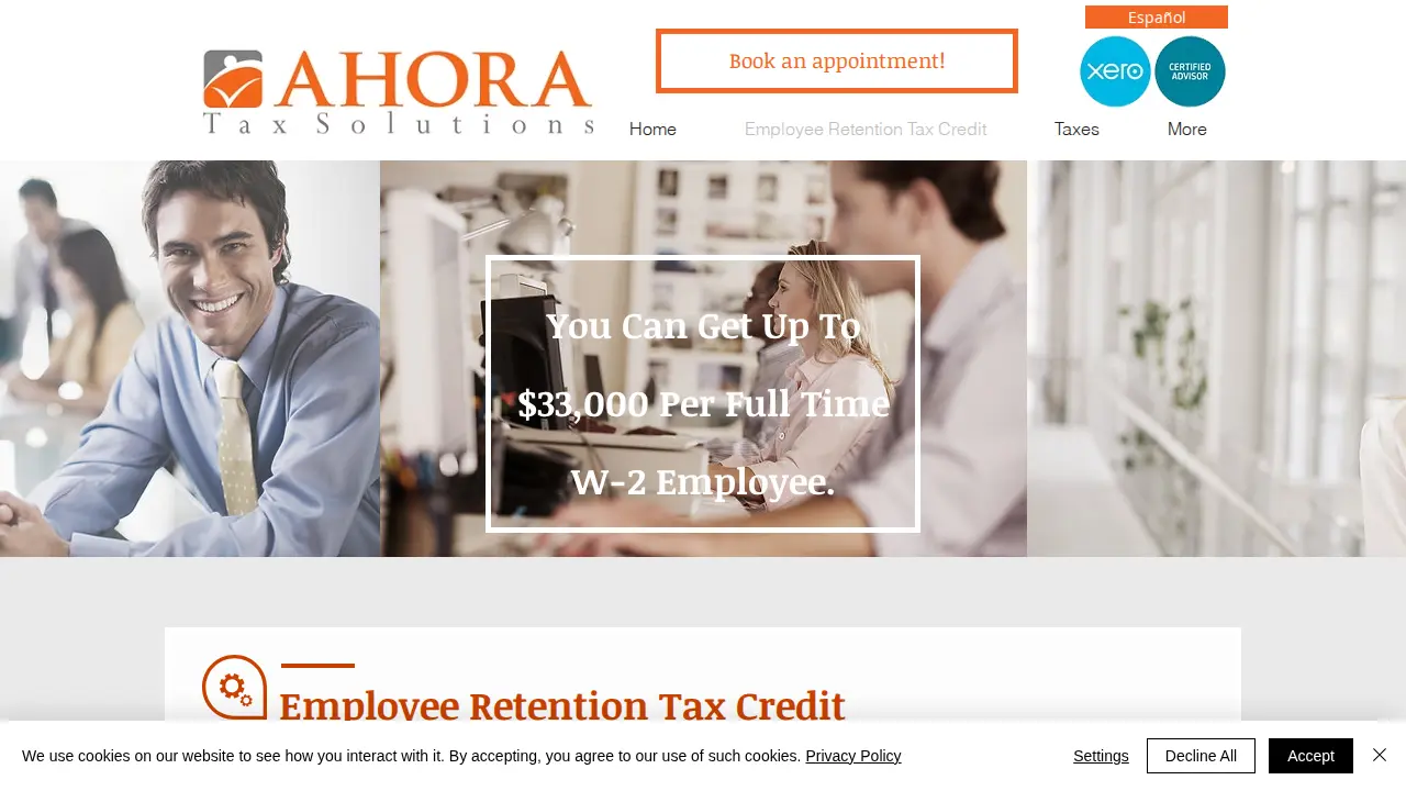 Ahora Tax Solutions page