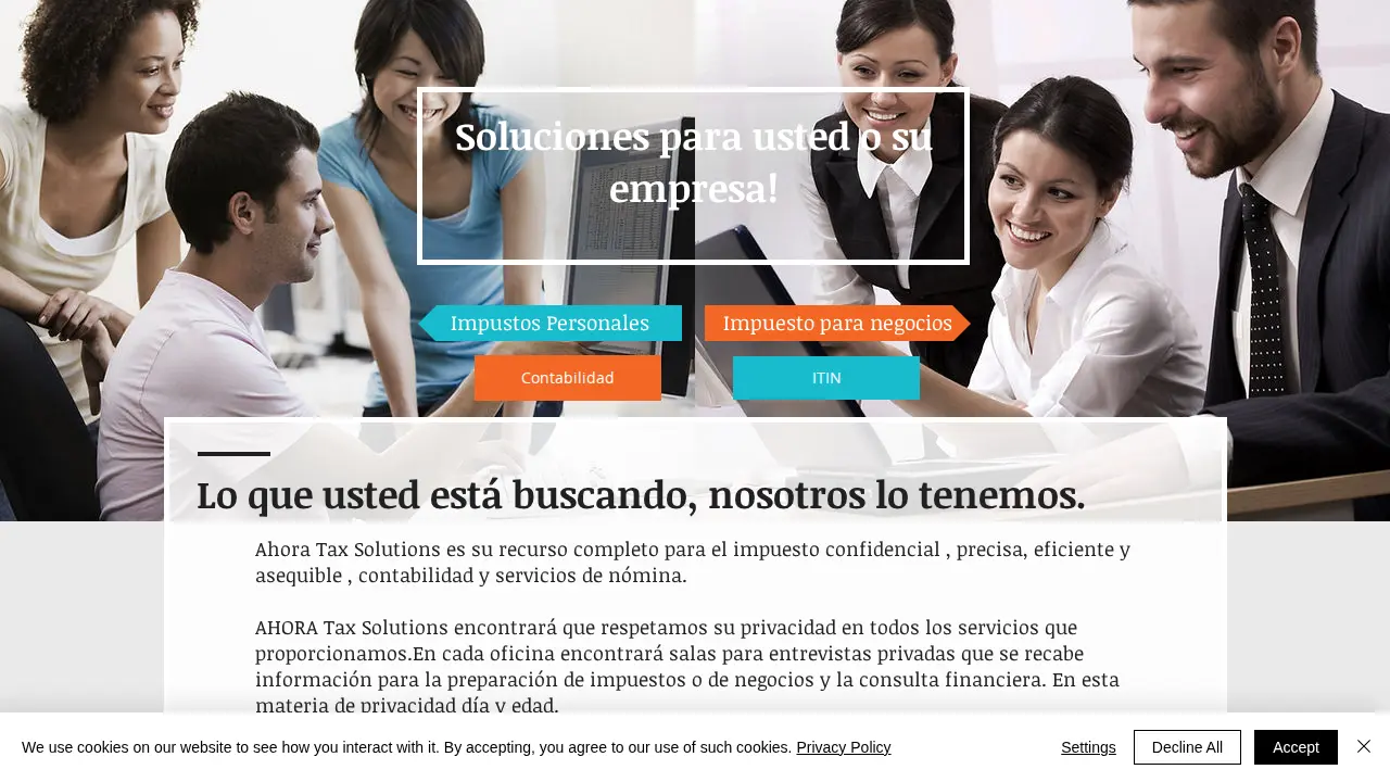 Ahora Tax Solutions page