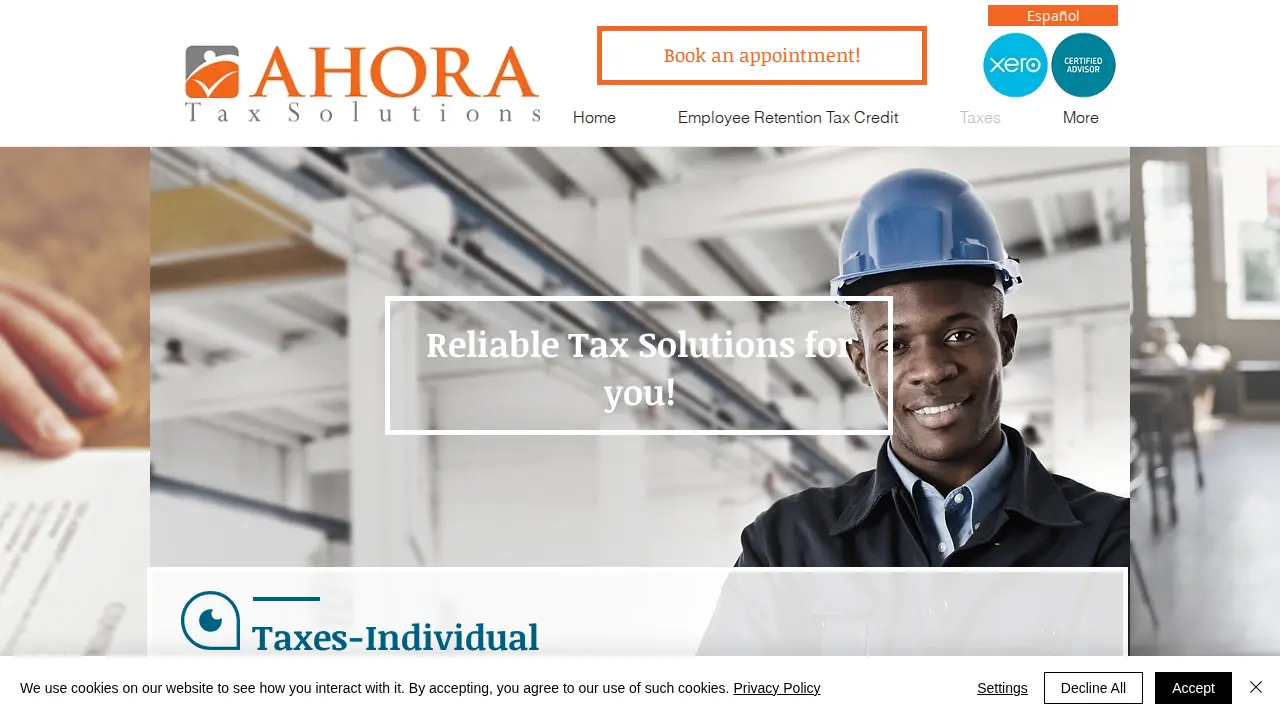 Ahora Tax Solutions page