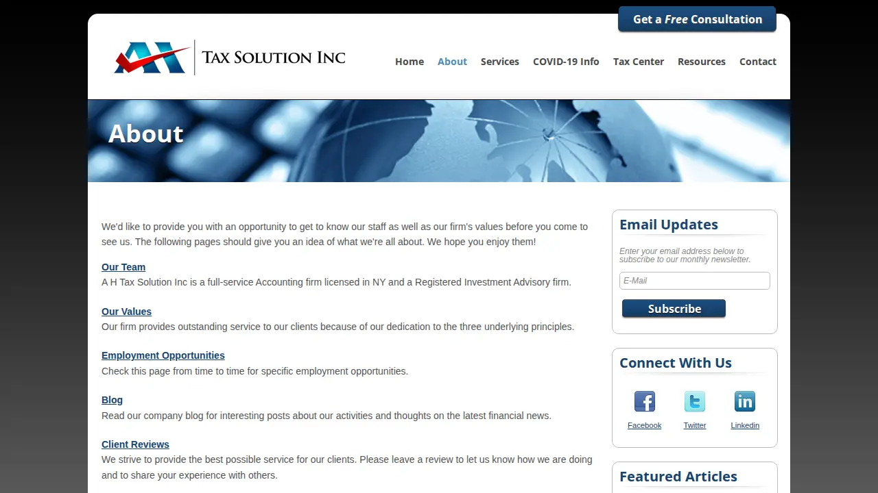 A H Tax Solution Inc page