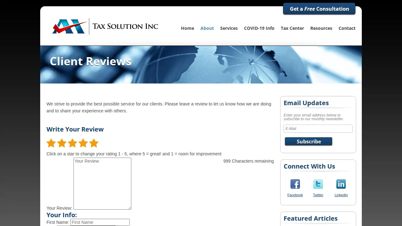A H Tax Solution Inc page