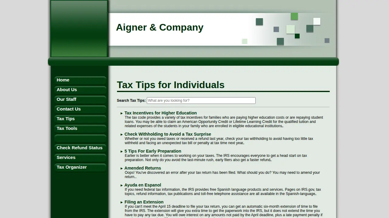 Aigner & Company page
