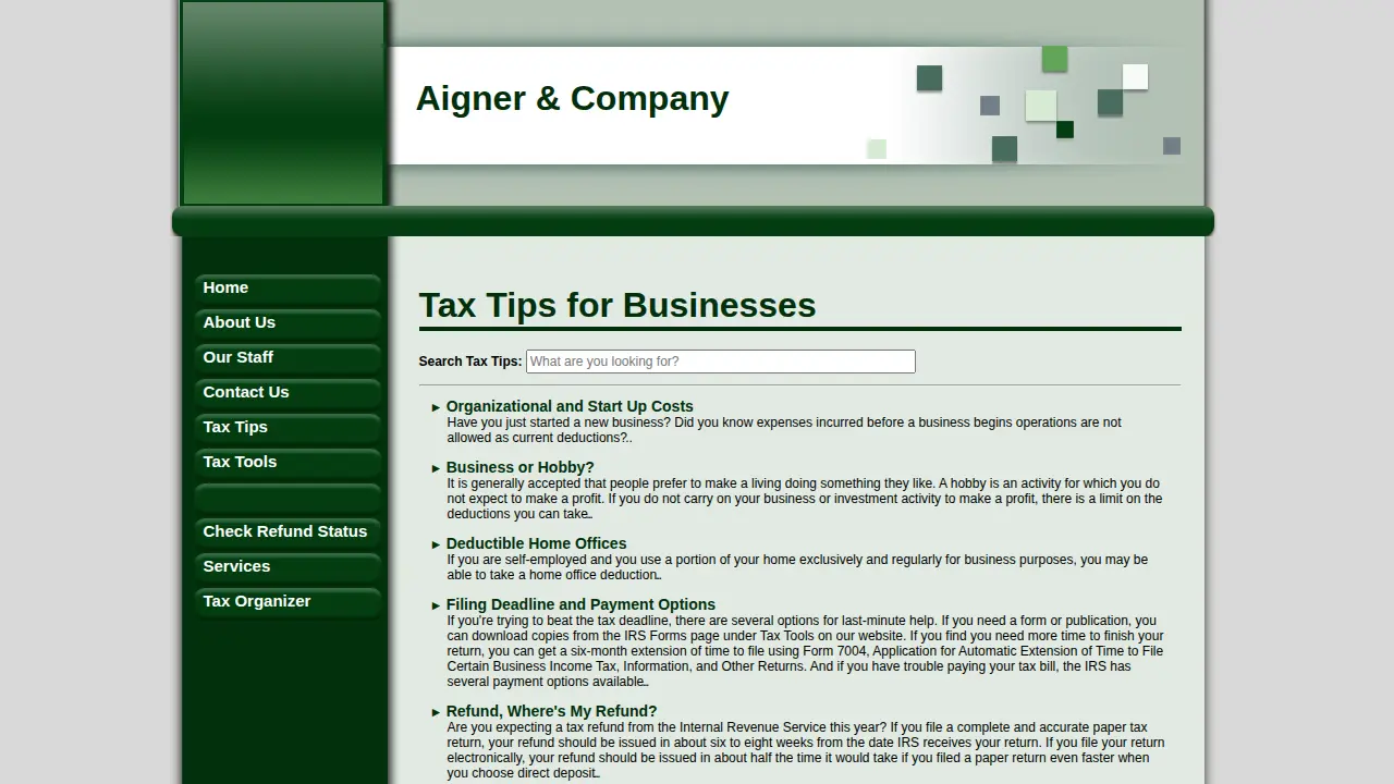 Aigner & Company page